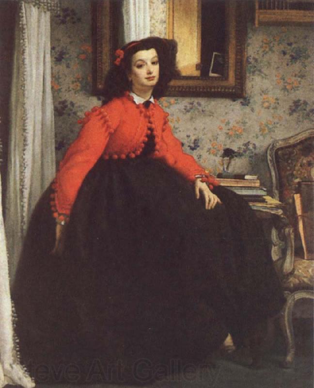 James Tissot Portrait of Mill L L,Called woman in Red Vest